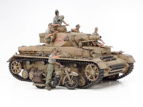 1/35 GERMAN TANK PANZERKAMPFWAGEN IV Ausf.F & MOTORCYCLE SET "NORTH AFRICA" by Tamiya