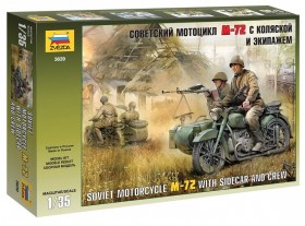 Soviet motorcycle M-72 and sidecar and crew by Zvezda