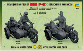 German motorcycle with sidecar and crew R12 by Zvezda