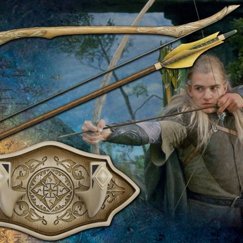 Legolas Lothlorien Bow with arrow and wall display Lotr by United Cutlery