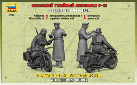 German R-12 heavy motocycle with rider and officer by Zvezda