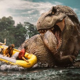 T-Rex River Attack Jurassic World Rebirth Demi Art 1/20 Scale Statue by Iron Studios