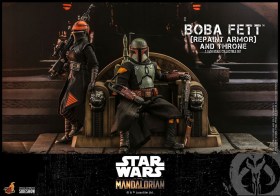 Boba Fett (Repaint Armor) and Throne Star Wars The Mandalorian 1/6 Action Figure by Hot Toys