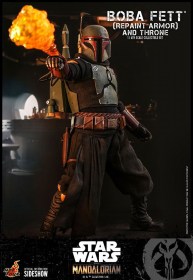 Boba Fett (Repaint Armor) and Throne Star Wars The Mandalorian 1/6 Action Figure by Hot Toys