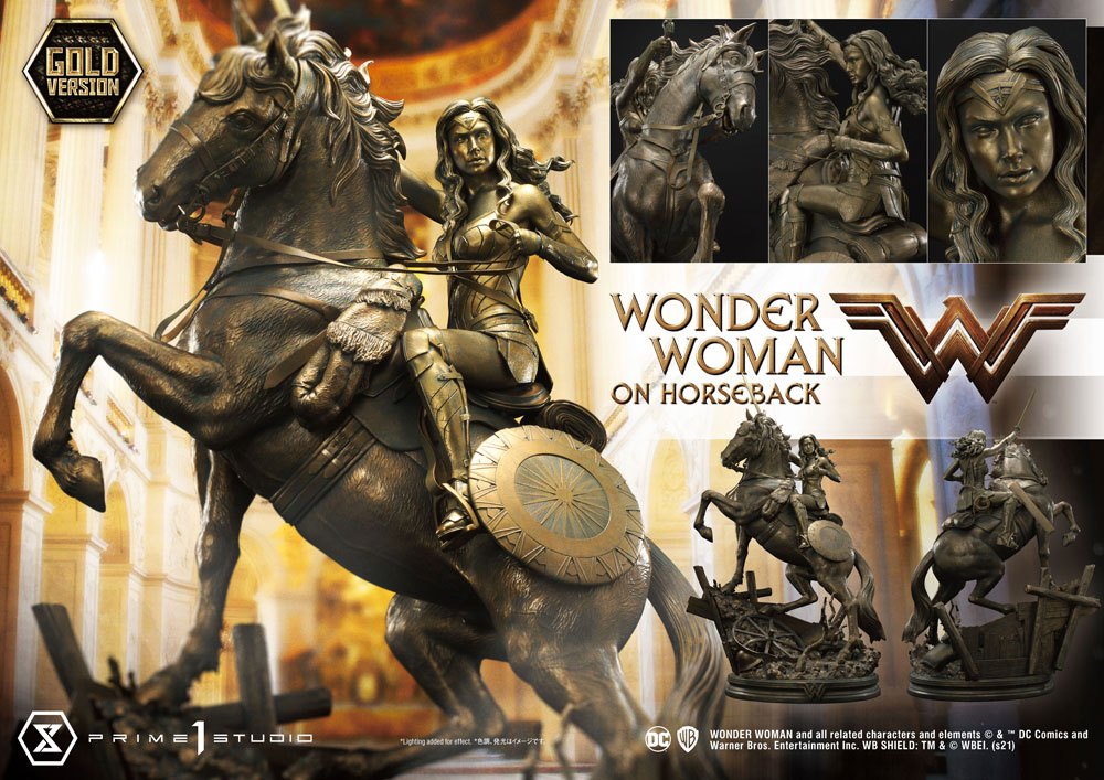 Statue: Wonder Woman on Horseback Gold Version Wonder Woman Statue